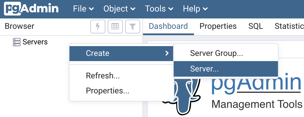 pgAdmin 4 Create Server