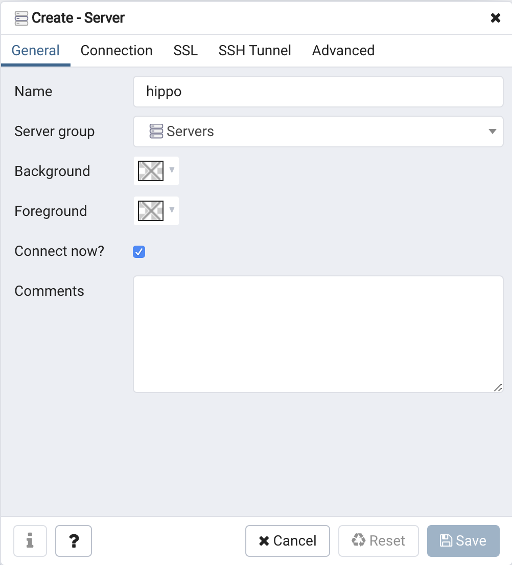 pgAdmin 4 Setup Server